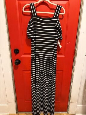 Nine West Black and White Striped Maxi Dress